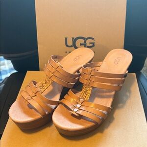 UGG Tan Wedge Sandals